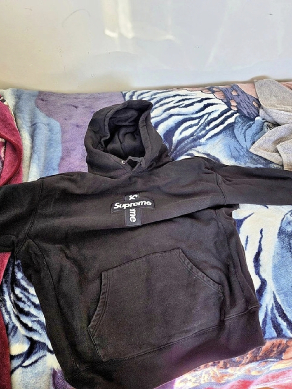 Supreme Cross Box Logo Hooded Sweatshirt Black Hoodie